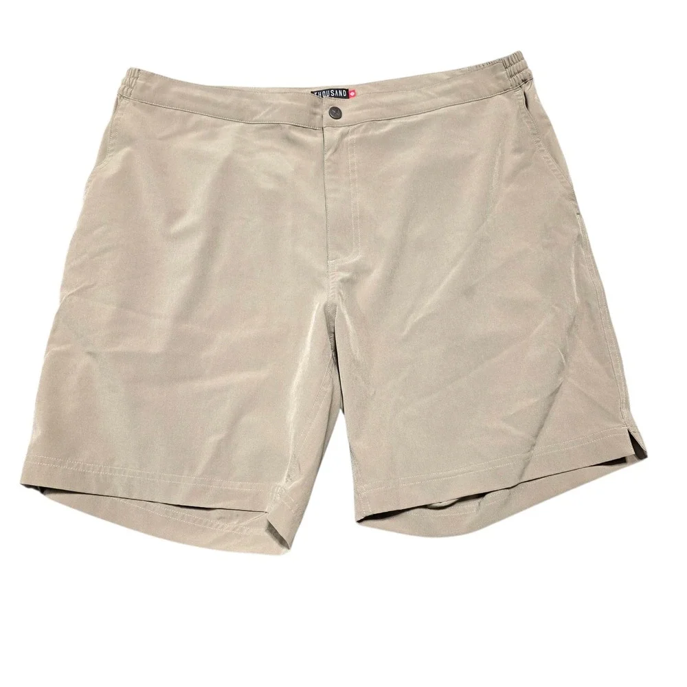 Thousand Miles Hybrid Shorts - Elastic Sides‎ on Waist, Lightweight, Khaki - XL